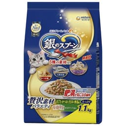 銀のスプーン　贅沢素材バラエティ　肥満が気になる猫用　まぐろ・かつお・ささみ・野菜味